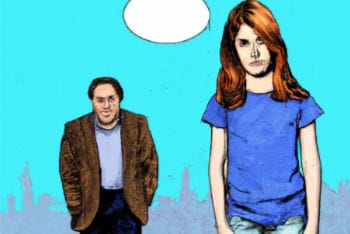 Child estrangement or parental alienation after divorce (image of father and daughter at a physical distance from each other)