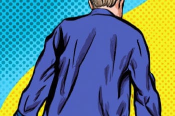 The principle of guilt in Canadian divorce court (image of man in suit walking away)